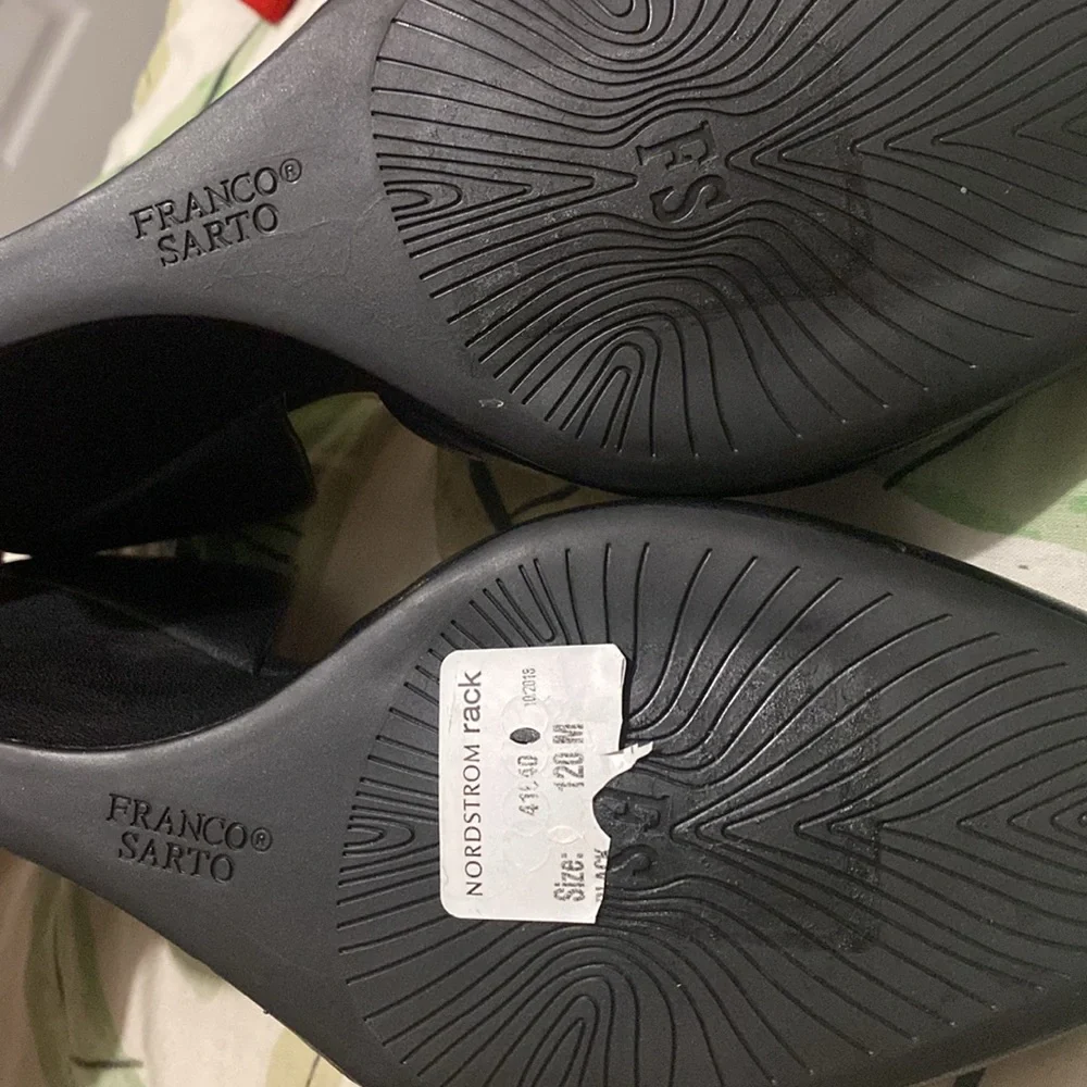 Franco Sarto Leather Pump Heels Black Fenway Leather Wedge Size 12 - Picture 8 of 10